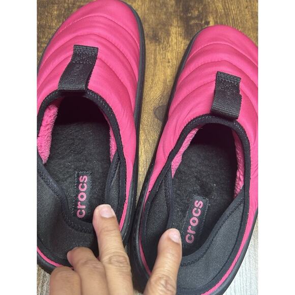 Crocs Classic Puff Moc Dragonfruit Pink Slip On Comfort Lined Womens 10 Mens 8 - Picture 3 of 11